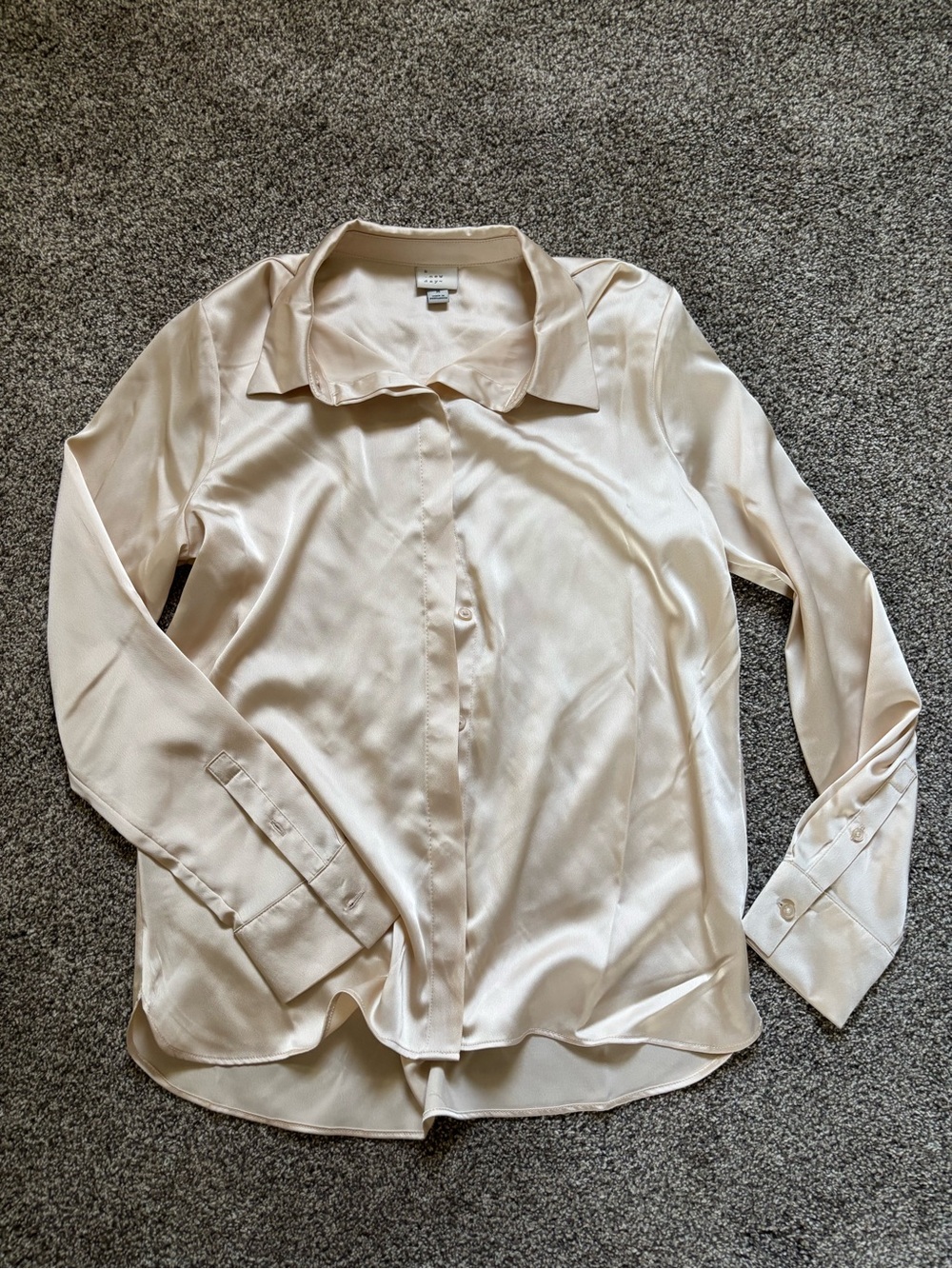 a new day Cream Button-Front Satin Blouse